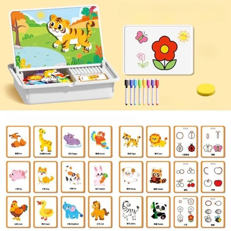 Magnetic Puzzles Face Dress Up Travel Game Double Side