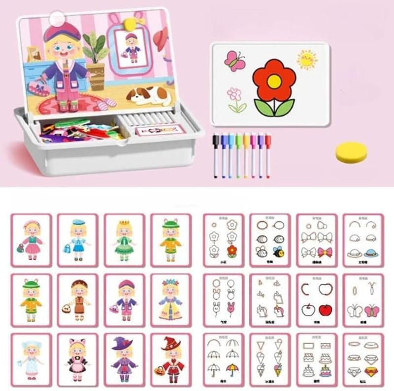 Magnetic Puzzles Face Dress Up Travel Game Double Side